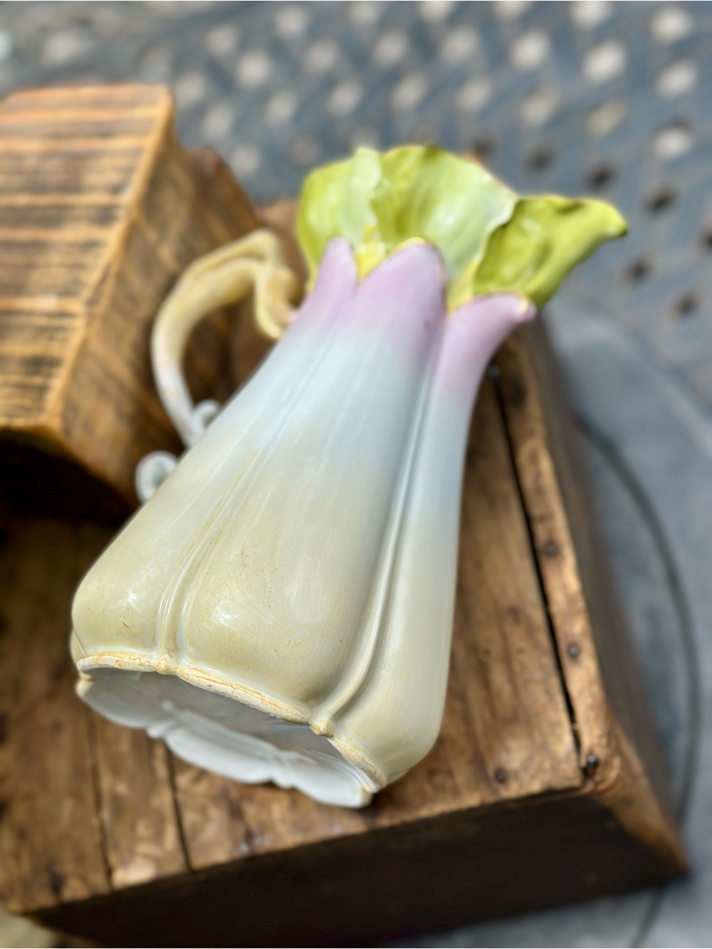 Antique Art Nouveau Floral Pitcher Pink  and Green Lily Blossom Form 1900 1920 - Picture 11 of 11